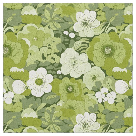 Sage Green Floral Stof (Close Up)