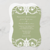 Sage Green Floral Swirl Bracket Weddenschap Kaart (Voorkant / Achterkant)