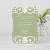 Sage Green Floral Swirl Bracket Weddenschap Kaart (Staand voorkant)