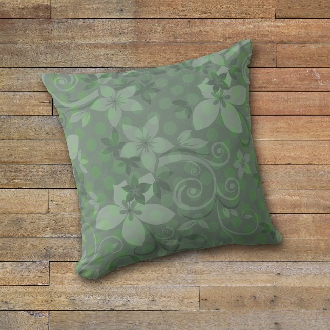 Sage Green Floral Swirl Kussen (Creator heeft geüpload)