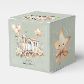 Sage Green Floral Train Boy Baby shower Bedankdoosjes (Voorkant Zijde)