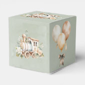 Sage Green Floral Train Boy Baby shower Bedankdoosjes (Achterkant)
