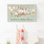 Sage Green Floral Train Boy Baby shower Spandoek (Insitu)