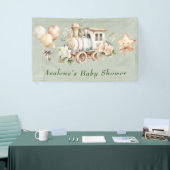 Sage Green Floral Train Boy Baby shower Spandoek (Beurs)