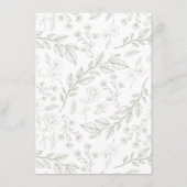 Sage Green Floral Vintage Trouwruimte Kaart (Achterkant)