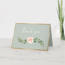 Sage Green Floral Waterverf Romantic Wedding Bedankkaart