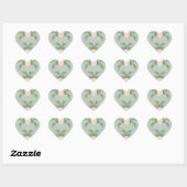 Sage Green Floral Waterverf Romantic Wedding Hart Sticker (Vel)