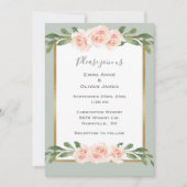Sage Green Floral Waterverf Romantic Wedding Kaart (Voorkant)