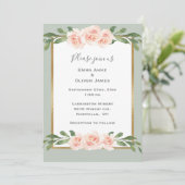 Sage Green Floral Waterverf Romantic Wedding Kaart (Staand voorkant)