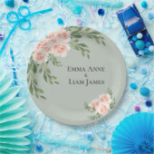 Sage Green Floral Waterverf Romantic Wedding Papieren Bordje (Feest)