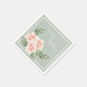 Sage Green Floral Waterverf Romantic Wedding Servet (Hoek)