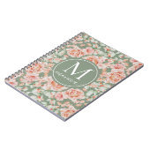 Sage Green Floral Waterverf Roos Pattern Monogram Notitieboek (Linkerzijde)