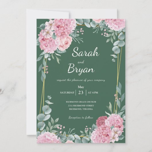 Sage Green Floral Waterverf Rustic Boho Wedding Kaart (Voorkant)