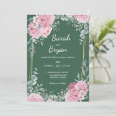 Sage Green Floral Waterverf Rustic Boho Wedding Kaart (Staand voorkant)