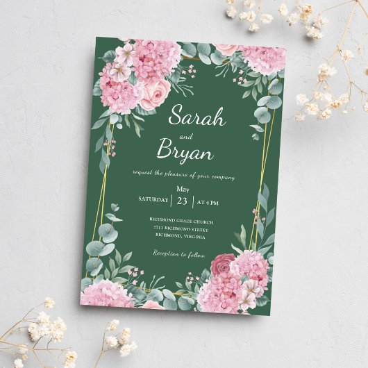 Sage Green Floral Waterverf Rustic Boho Wedding Kaart