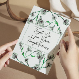 Sage Green Floral Waterverf Wedding Bedankkaart