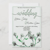 Sage Green Floral Waterverf Wedding Kaart (Voorkant)