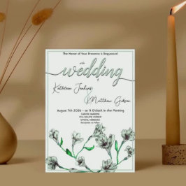 Sage Green Floral Waterverf Wedding Kaart