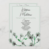 Sage Green Floral Waterverf Wedding Programmakaart (Voorkant / Achterkant)