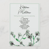 Sage Green Floral Waterverf Wedding Programmakaart (Voorkant)