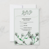 Sage Green Floral Waterverf Wedding RSVP Kaartje (Voorkant)