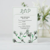 Sage Green Floral Waterverf Wedding RSVP Kaartje (Staand voorkant)