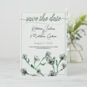 Sage Green Floral Waterverf Wedding Save The Date (Staand voorkant)