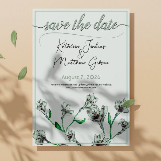 Sage Green Floral Waterverf Wedding Save The Date