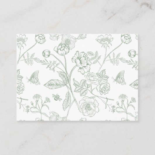 Sage Green Floral Wedding Accommodations Informatiekaartje (Achterkant)