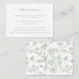 Sage Green Floral Wedding Accommodations Informatiekaartje