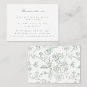 Sage Green Floral Wedding Accommodations Informatiekaartje