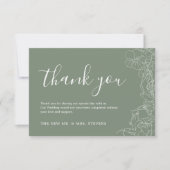 Sage Green Floral Wedding Bedankkaart (Voorkant)