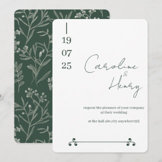 sage green floral wedding card kaart