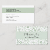 Sage Green Floral Wedding Celebrant Visitekaartje (Voorkant / Achterkant)