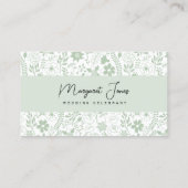 Sage Green Floral Wedding Celebrant Visitekaartje (Achterkant)