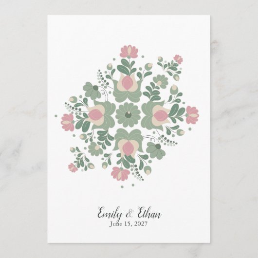 Sage Green Floral Wedding Ceremony Flat Program Programmakaart (Achterkant)