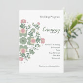Sage Green Floral Wedding Ceremony Flat Program Programmakaart (Staand voorkant)