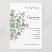 Sage Green Floral Wedding Ceremony Flat Program Programmakaart (Voorkant)