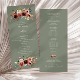 Sage Green Floral Wedding Ceremony Programma Programmakaart