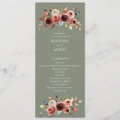 Sage Green Floral Wedding Ceremony Programma Programmakaart (Voorkant)