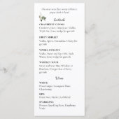 Sage Green Floral Wedding Cocktail and Wine List | Menu (Voorkant)