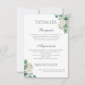 Sage Green Floral Wedding Details in het Spaans Bedankkaart (Voorkant)
