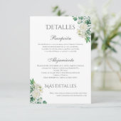 Sage Green Floral Wedding Details in het Spaans Bedankkaart (Staand voorkant)