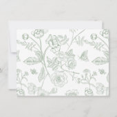 Sage Green Floral Wedding Details Kaart (Achterkant)