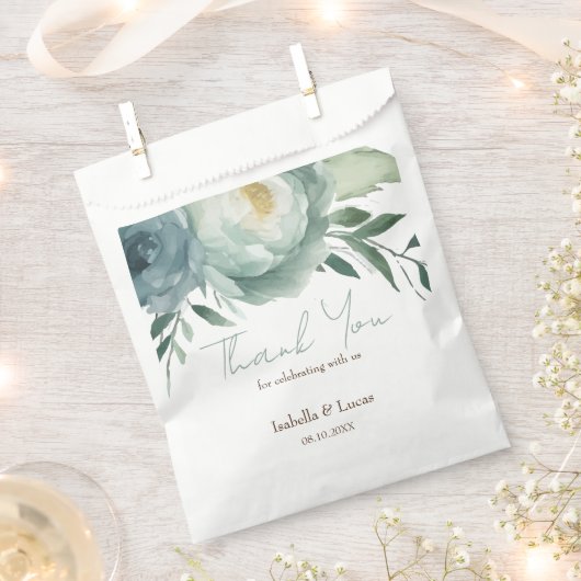 Sage Green Floral Wedding Favor Bag Bedankzakje (Geknipt)