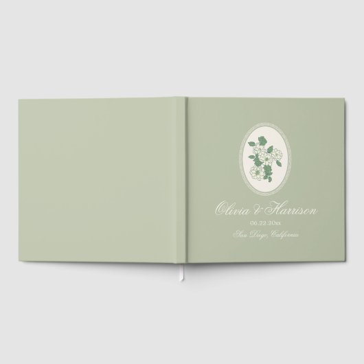 Sage Green Floral Wedding Guest Book Gastenboek (Volledig)