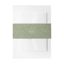 Sage Green Floral Wedding Invitation Belly Band Uitnodigingen Wikkel