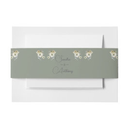 Sage Green Floral wedding invitation  Belly Uitnodigingen Wikkel