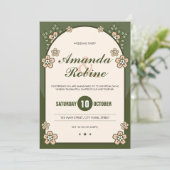 Sage Green Floral Wedding Invitation Kaart (Staand voorkant)