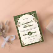 Sage Green Floral Wedding Invitation Kaart